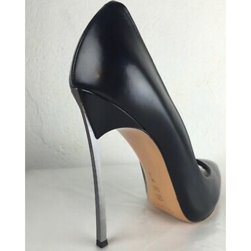 CASADEI Black Pointed Toe Pumps Steel Blade Heel